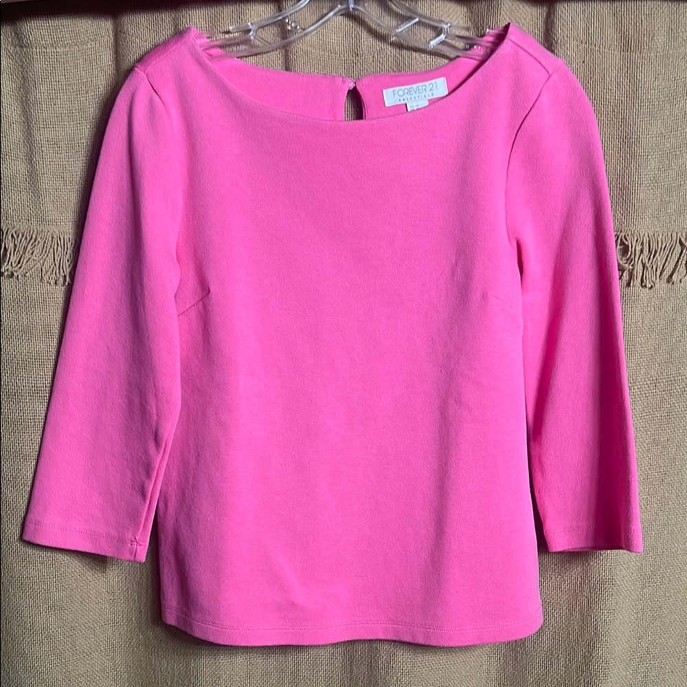 Forever 21 Vibrant Pink Boat Neck Top